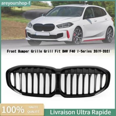 TOPTENG Grille de calandre réniforme pour BMW F40 Série 1 2019-2023 Noir brillant
