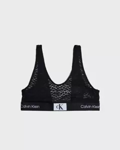 Calvin Klein Unlined Animal Lace Bralette BNWT Large Black - Picture 1 of 4