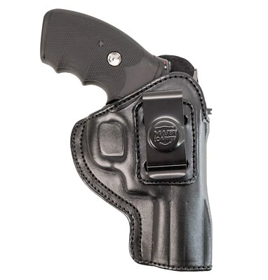 Max Carry Black Leather IWB Revolver Holster for 6 Shot 4" Inch Barrel Revolvers - Image 1 of 4