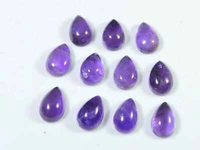 10X16, 11X15, 12X16, 12X18 MM Natural Amethyst Pear Cabochon Loose Gemstone Lot - Image 1 of 4