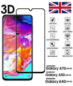 For Samsung Galaxy A40 A50 A70 (2019) Tempered Glass Screen Protector Black Edge - Picture 1 of 4