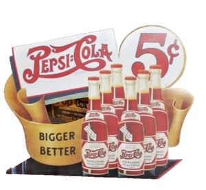 RARE 1940s PEPSI COLA BIGGER BETTER STORE DISPLAY SIGN SODA POP FOUNTIAN COKE 66 - Picture 1 of 3