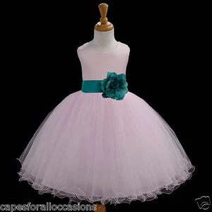NUEVO VESTIDO ROSA FLOR NIÑA TUL BODA DAMA DE HONOR 12-18M 2 4 6 8 10 12 - Imagen 1 de 12