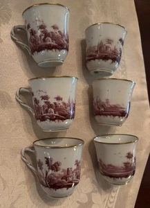 6 sets Richard Ginori 1735 Demitasse Sets Purple Multi-Motif, Landscape Scenes - Picture 1 of 7
