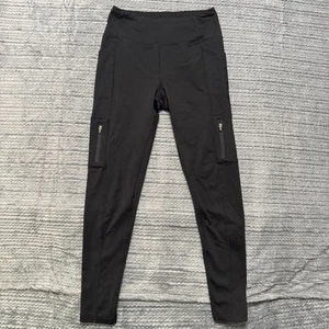 Mondetta Black High Rise Stretch Leggings Size S Cargo Pockets Performance - Picture 1 of 10