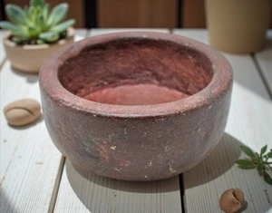 Antique Sand Stone Round Curry Bowl Original Old Hand Carved - Picture 1 of 6