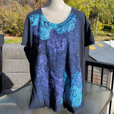 JMS просто мой размер 3 x лот из 2, черные футболки W фиолетовый и синий блестящий бабочка - Изображение 1 из 4