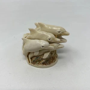 Vintage Harmony Kingdom Dolphins Sunday Swim Trinket Box - Picture 1 of 6