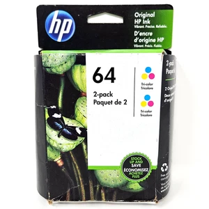 Oryginalny trójkolorowy wkład atramentowy OEM HP 64 - 2-pak 6ZA55AN Termin ważności: 05/2023 - Zdjęcie 1 z 6