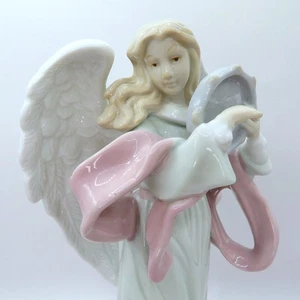 Vintage O'Well Grandeur Noel Porcelain Angel with Tambourine 10" Tall Figurine - Picture 1 of 12