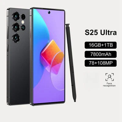  NEW S25 Ultra 16+1TB 7.3Inch 7800mAh Unlocked Android Phone Smartphone Dual SIM - Image 1 of 4