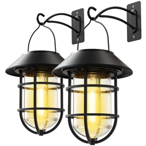 Solar Outdoor Hanging Lights, Waterproof Metal Solar Lanterns with Clear Glas... - Picture 1 of 8