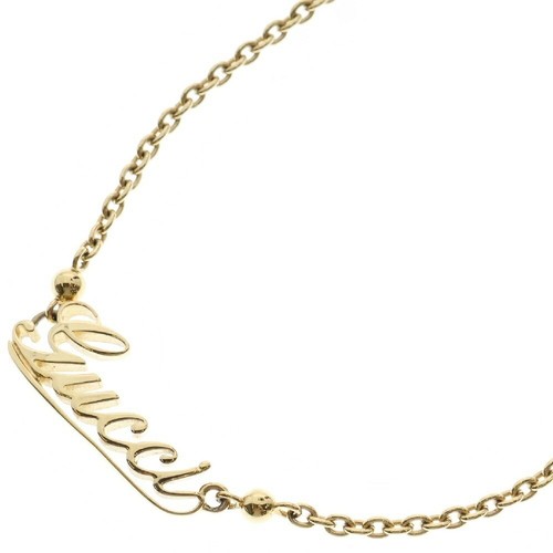 Collana catena con scritta logo Gucci porta oro