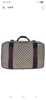 Auténtico equipaje de lona con monograma GUCCI GG maleta vintage Italia unisex años 70 Foto 1 de 4