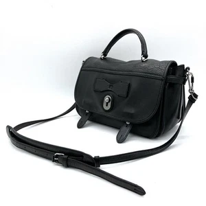 LOEWE Cartera Anagram 2Way Leather Bag Black Silver Hardware Authentic - Picture 1 of 12