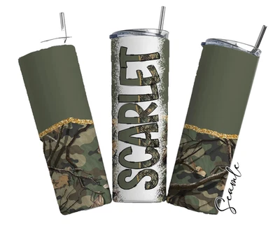Custom Personalized Name Camo Hunting 20oz Tumbler Insulated Travel - Image 1 of 3