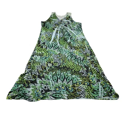 Cato Dress Womens 22/24 Green Midi Length Sleeveless Plus Size Swing V-Neck - Image 1 of 4