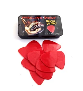Snarling Dog Guitar Picks Tin Brain Picks 12 Picks With Tin .73mm Red - Picture 1 of 5