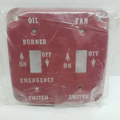 Quemador de aceite cuadrado vintage Mulberry 4" 2 interruptores/placa de cubierta de ventilador de metal rojo Foto 1 de 2