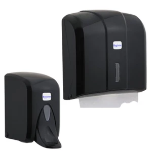 Handtuchspender Set Papierhandtuchspender + Seifenpender Spender Premium schwarz - Bild 1 von 3