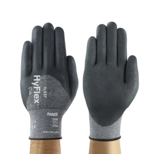 ANSELL HYFLEX 11-537 REUSABLE 18 GAUGE CUT-RESISTANT 3/4 DIPPED GRIP WORK GLOVES - Picture 1 of 2