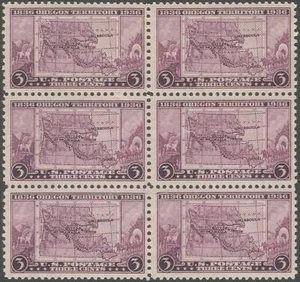 Block of 6 stamps - Scott 783 - 3 cent - Oregon Territory - 1936 - MNH - Picture 1 of 1