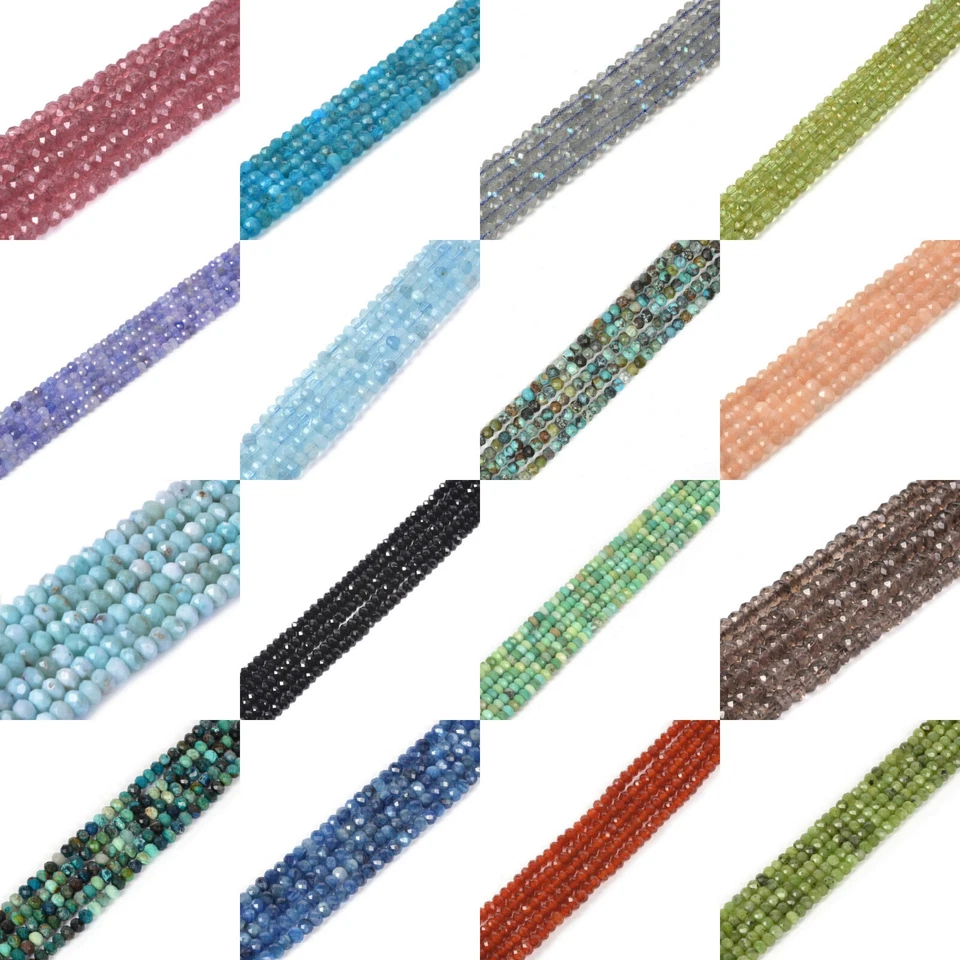 4mm to 5mm Faceted Gemstone rondelle loose beads strand 15.5" DIY Jewelry Making - Image 1 of 1