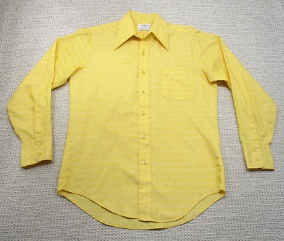 VTG 70s Towncraft Disco Shirt Mens 15-34 Long Sleeve Dagger Collar Pennys - Image 1 of 4