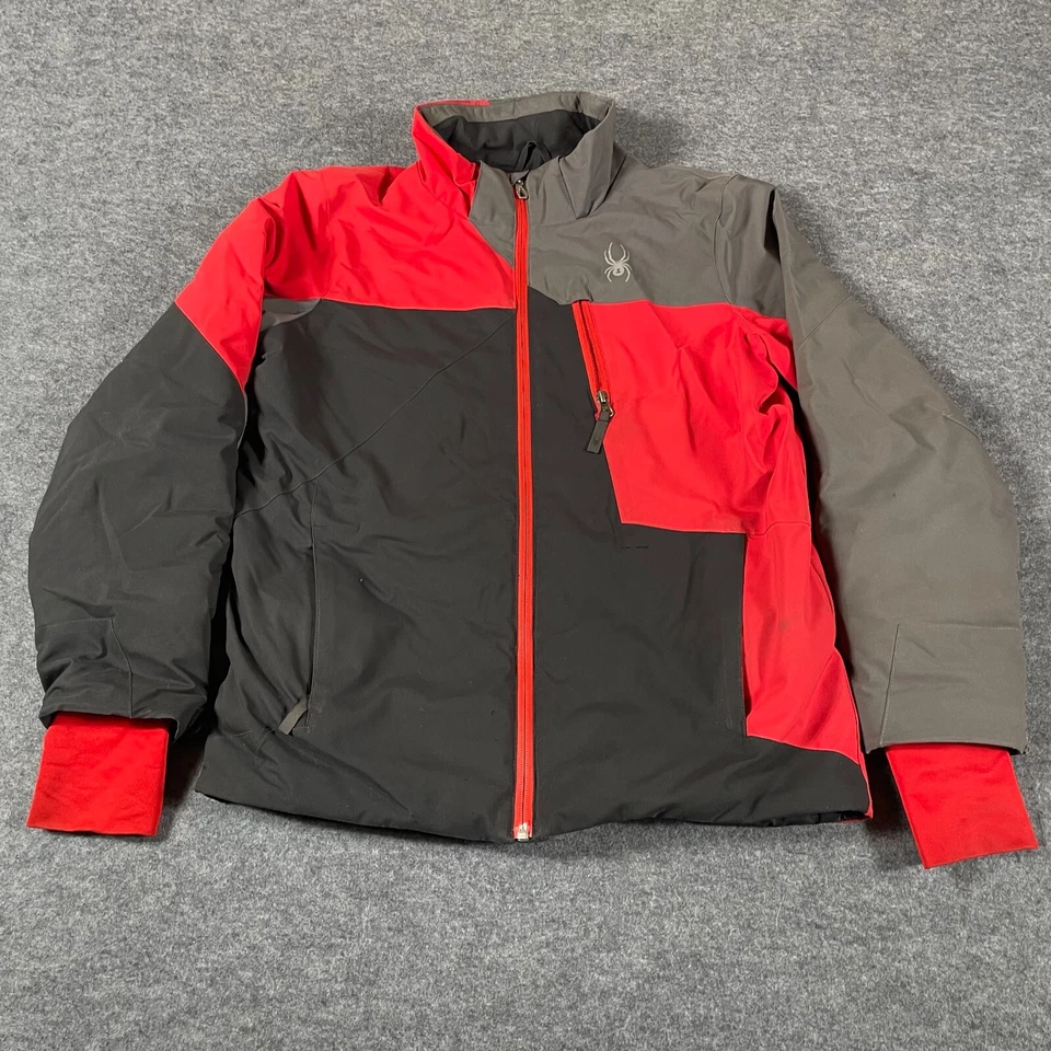 Sypder Jacket Boys 16 Red Black Full Zip Insulated Ski Racing Mock Winter Skiing - Image 1 of 4