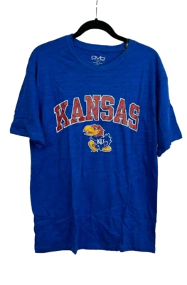 Old Varsity Brand Men s Kansas Jayhawks Basketball Crew Neck T-Shirt, Blue, Larg - Image 1 of 4