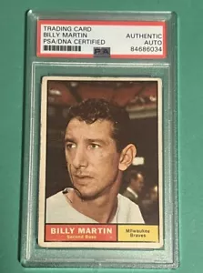 Billy Martin Signed 1961 Topps #89 Autograph PSA/DNA PSA AUTHENTIC AUTO - Picture 1 of 2