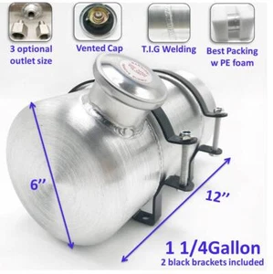 1 1/4 Gallon 6'' x 12" 1/4NPT Outlet End Fill Spun Aluminum Gas Tank /Fuel Tank - Picture 1 of 11