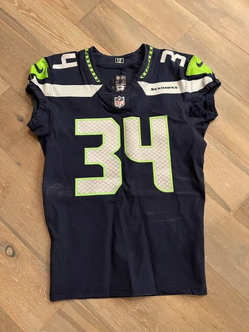 Seattle Seahawks NFL Authentic Game Worn Used Jersey Home #34 2020 Season Cover