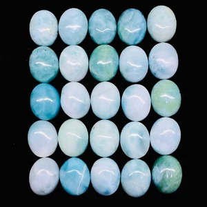 25 Pcs Natural Larimar 10x8mm Oval Loose Cabochon Gemstones Wholesale Lot - Picture 1 of 13