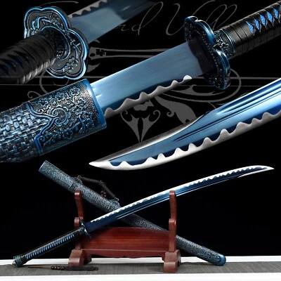 Katana hecha a mano/espada afilada/azul/maestro de lucha/acero alto manganeso/combate Foto 1 de 4
