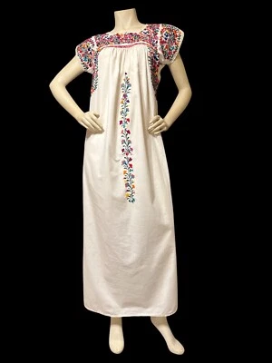 De Colección San Antonino Blanco Bordado a Mano OAXAQUEÑO MEXICANO Tradicional Huipil M/L Foto 1 de 4