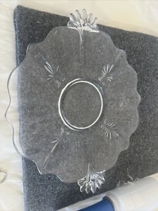 Vtg FOSTORIA Etched Crystal CHINTZ Baroque 12" Large Handled Dinner SERVER Tray - Picture 1 of 13