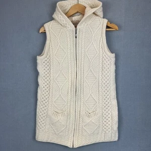 Blarney Woollen Mills Pure 100% MERINO Wool Sleeveless Hoodie Ireland Medium - Picture 1 of 12