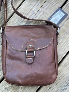 New JACK GEORGES Voyager Horseshoe Crossbody  Buffalo Leather Brown Purse Bag - Bild 1 von 10