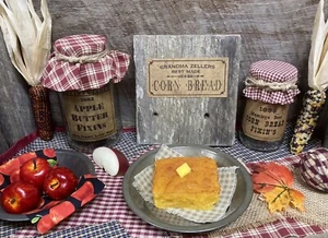 Primitive Farmhouse Kitchen Realistic Faux Fake Food CORNBREAD N BUTTER Prop - Picture 1 of 9