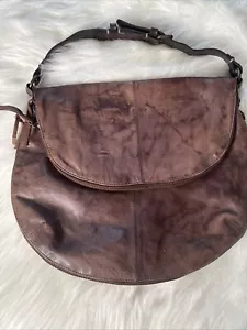 Vintage AllSaints Brown Leather Slouchy Hobo Shoulder Bag Retro 90s Large Bag - Picture 1 of 17