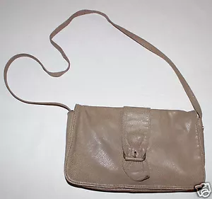 HALSTON crackled leather shoulder bag vtg - Picture 1 of 9