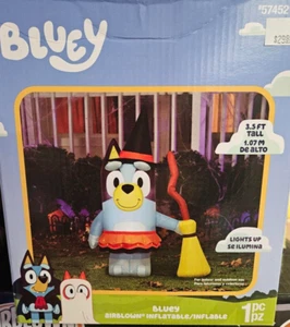 Gemmy 3.5ft Tall Bluey in Witch Costume w/ Broom Halloween Inflatable - Picture 1 of 2