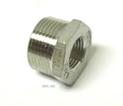 4" x 3" 150# Cast Threaded (NPT) Hex Bushing 304 Stainless Steel SS12131141 - Image 1 of 4