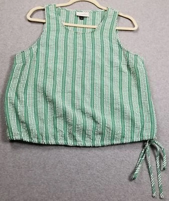 Top Universal Thread para mujer grande L verde blanco rayas sin mangas textura doble Foto 1 de 4