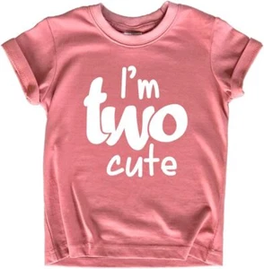 2nd birthday outfits for toddler girls im two cute shirt girl 2 2T, Mauve - Picture 1 of 6