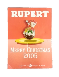 RUPERT BEAR MERRY CHRISTMAS 2005 ENAMEL PIN BADGE - Picture 1 of 1
