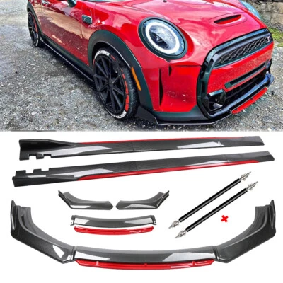Carbon Fiber Look Red Front Lip Chin Bumper splitter For Mini Cooper Countryman — 第 1/4 张图片