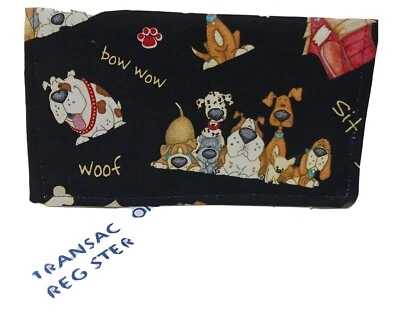 Lindo Perros Razas Tela Chequera Cubierta Billetera Tarjeta de Débito Registro Hecho a Mano  Foto 1 de 4