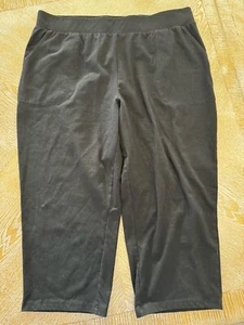 Croft & Barrow Black Cropped Pull On Pants Wide Band Waist 36” Inseam 22” XL - Picture 1 of 5